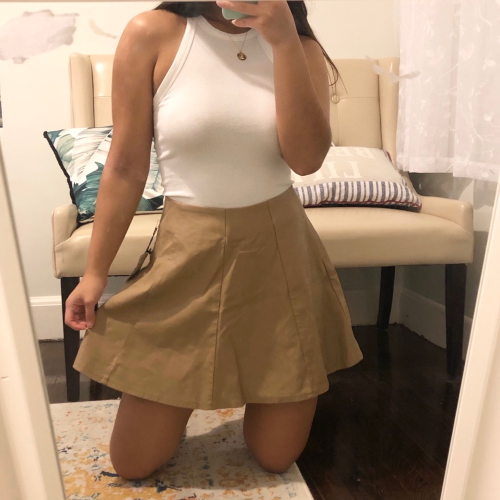NWT Beige Soft Faux Leather Skirt